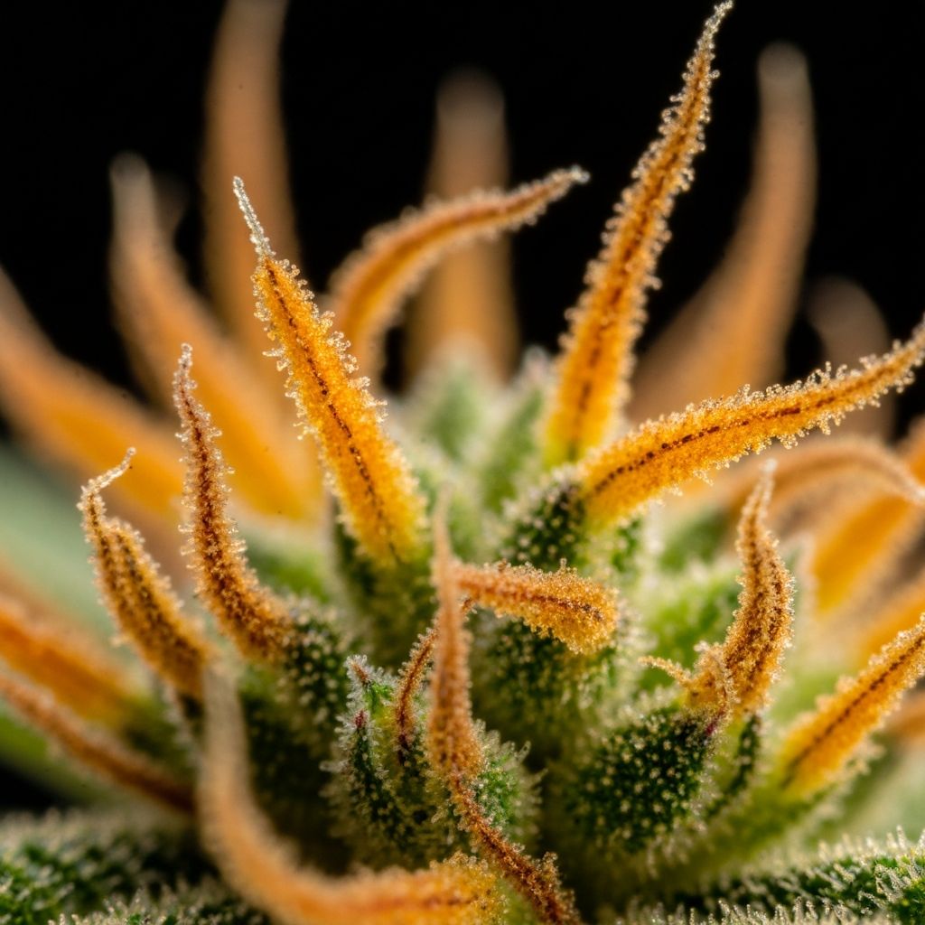 Macro photography of cannabis pistils and stigma