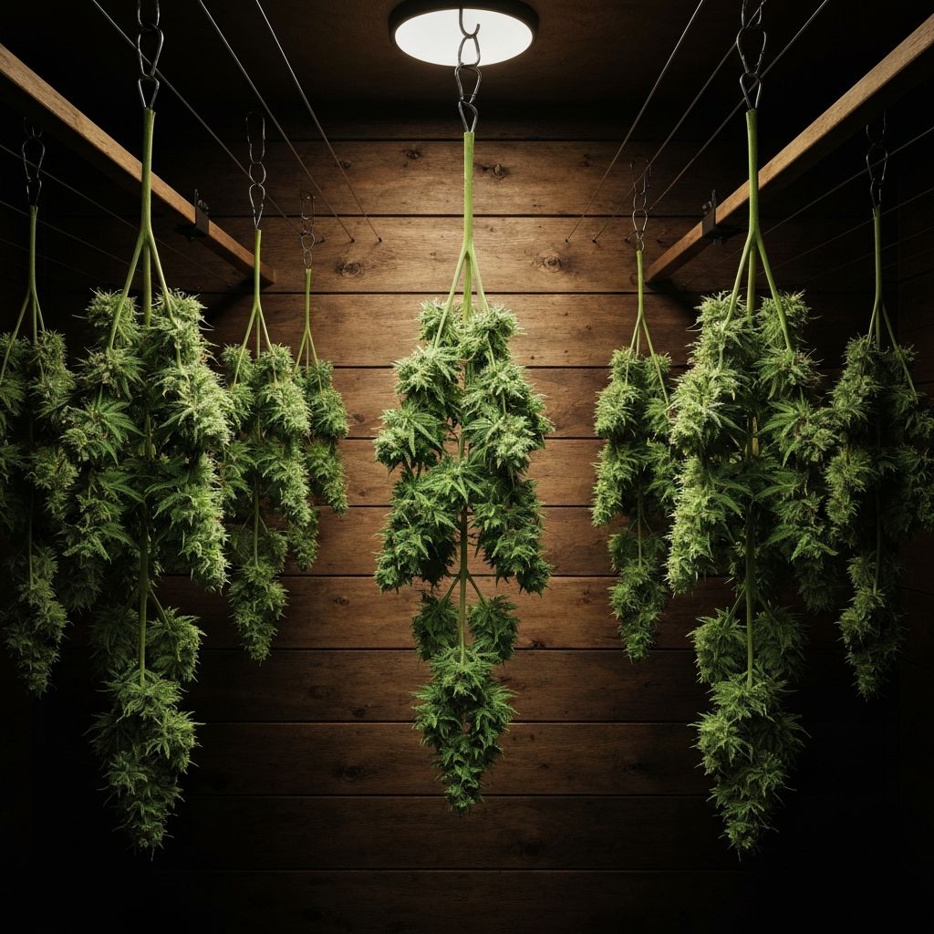 Cannabis branches hanging to dry